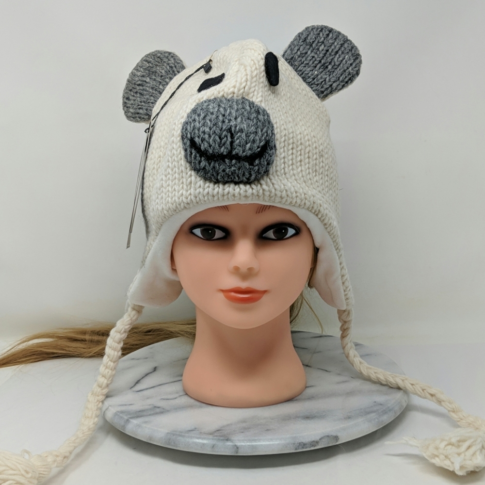 Pola Bear Animal Pilot Beanie Hat